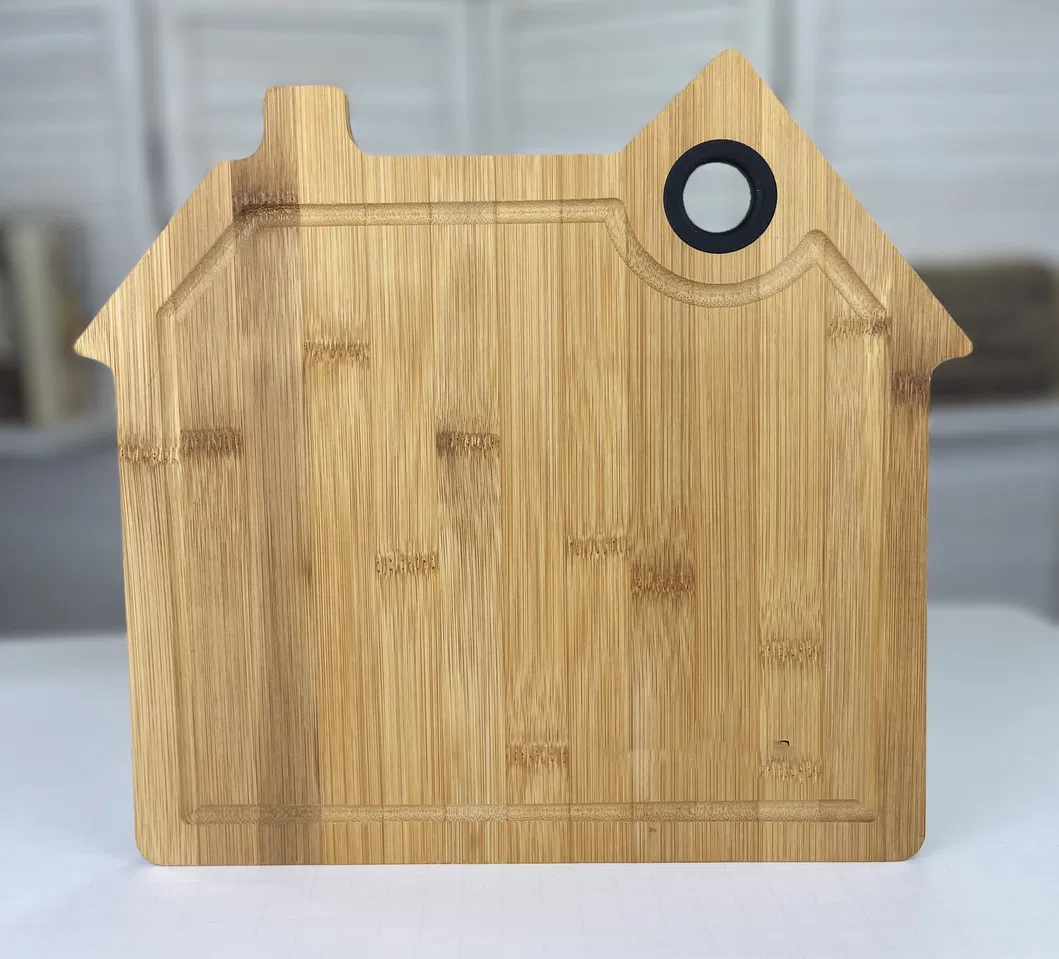 Tabla de cortar de bamb&uacute; con forma de casa &uacute;nica, perfecta para regalar 