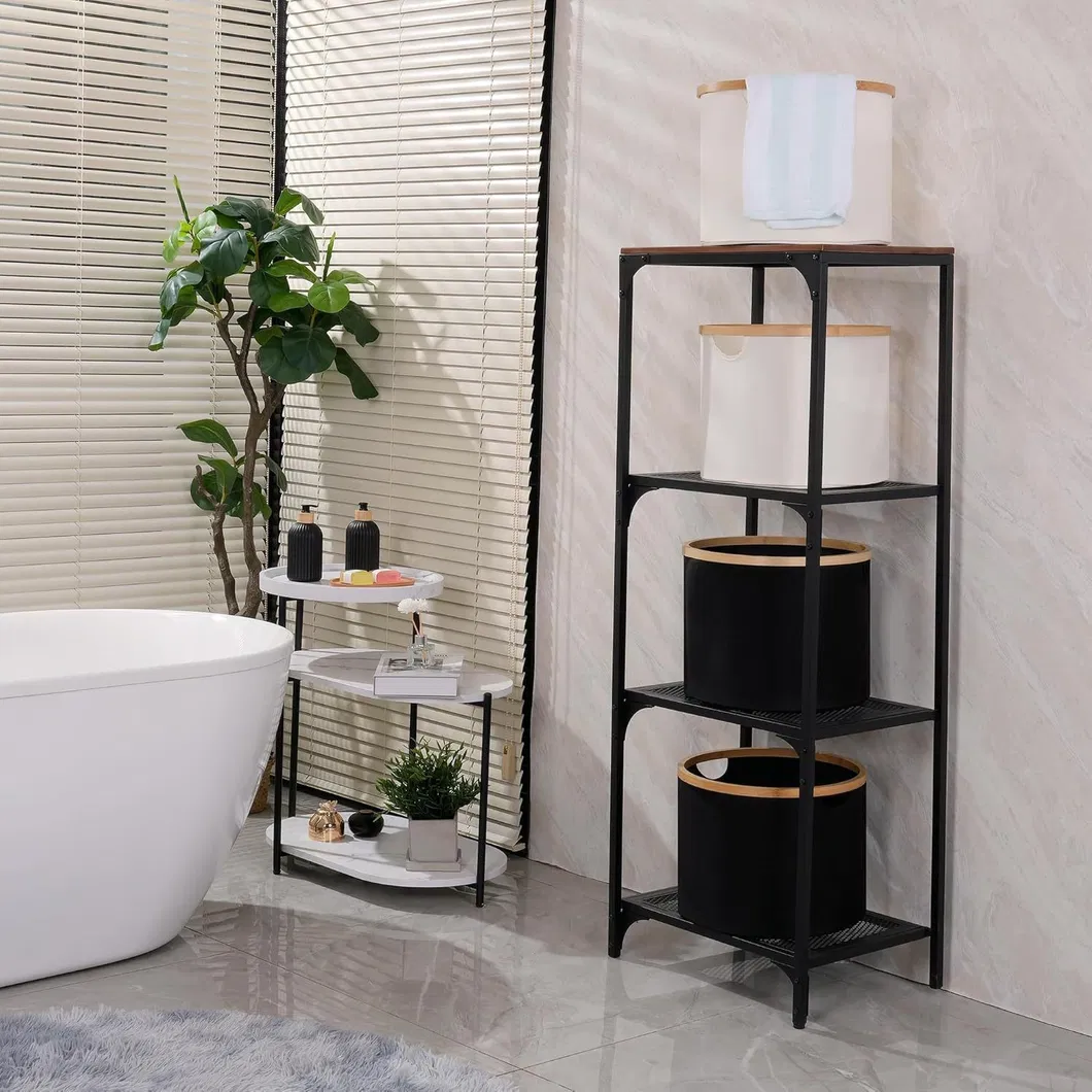Cesta redonda de tela para la colada, cesta de ba&ntilde;o con c&iacute;rculo de bamb&uacute; para art&iacute;culos diversos/almacenamiento de juguetes 