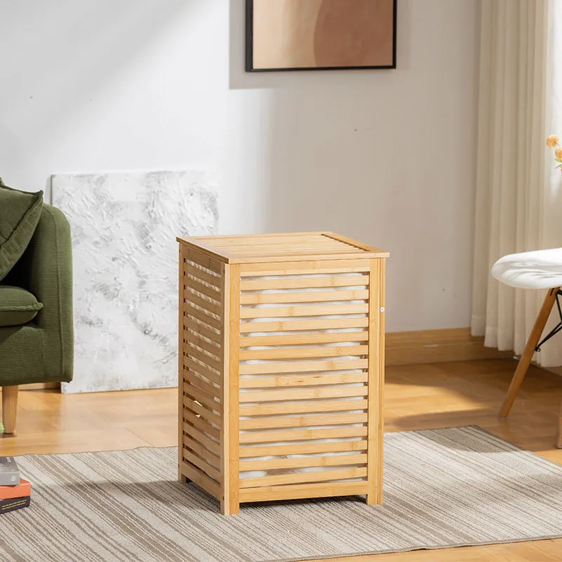 almacenamiento de ropa sucia de tela de bamb&uacute; para el hogar, estante de almacenamiento para ropa sucia