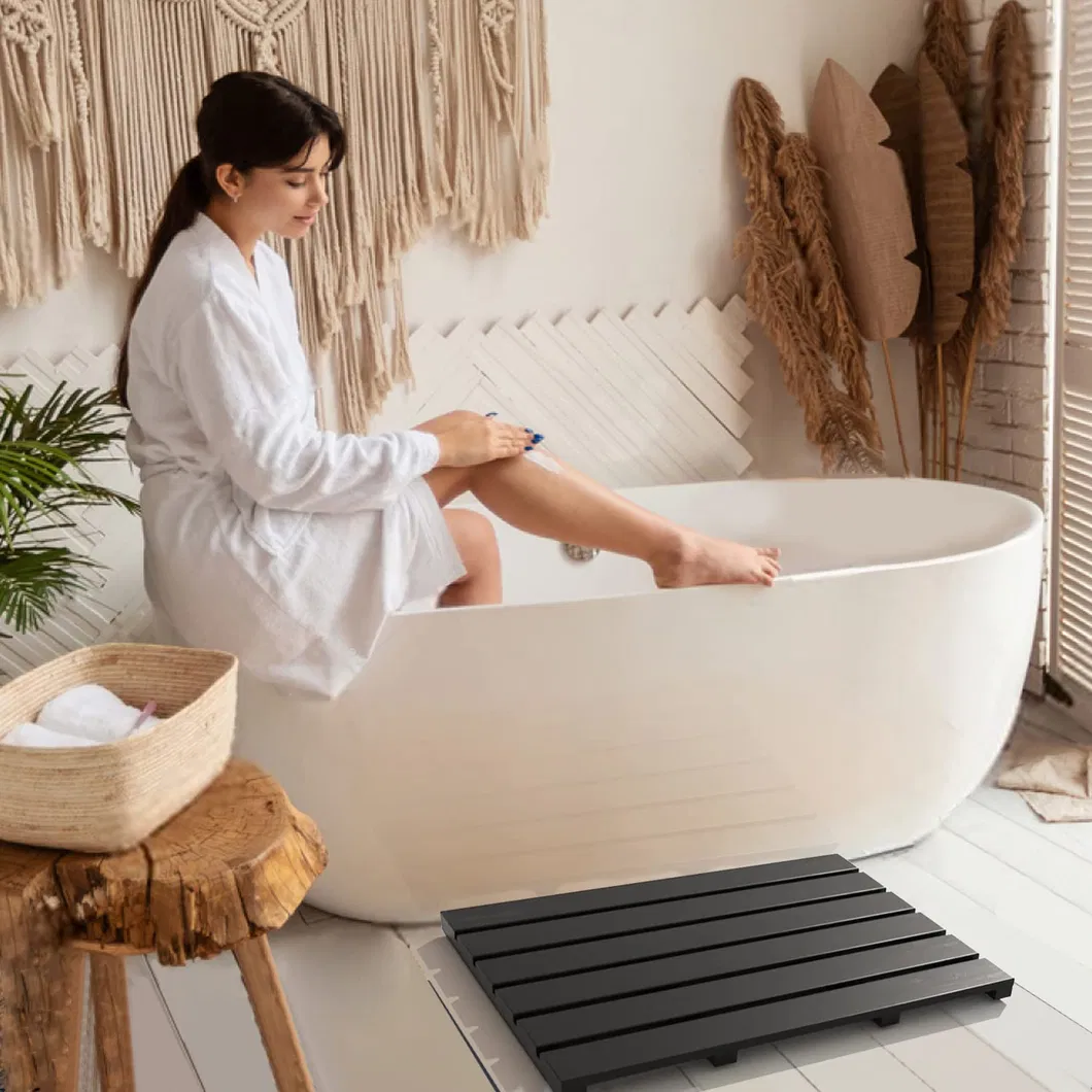 Alfombra de ducha de bambú antideslizante, alfombra de baño para relajación SPA