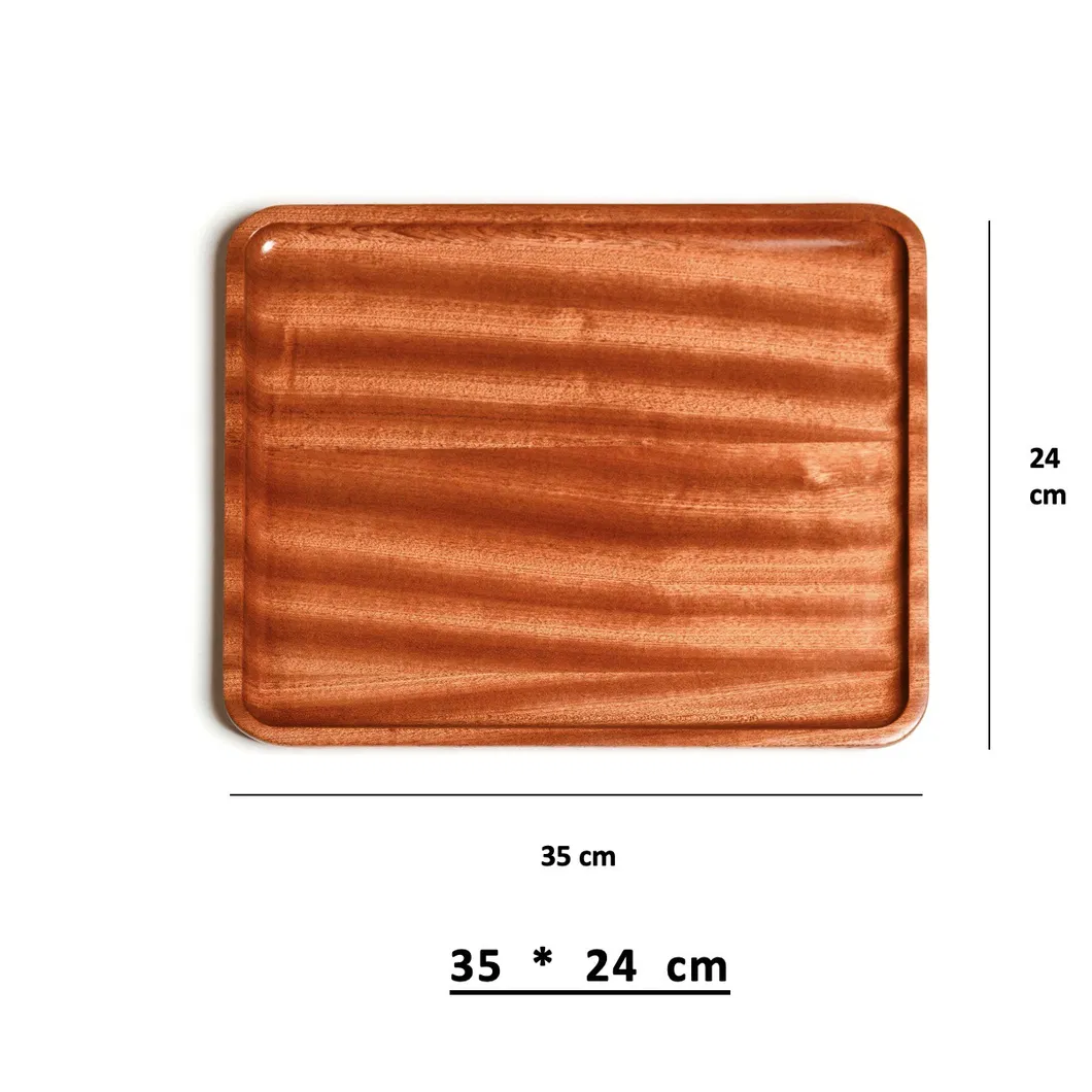 , juego de bandeja rectangular de madera de &eacute;bano para servir, para t&eacute;/filete