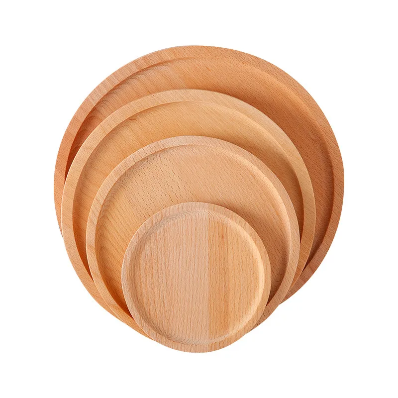 redondos decorativos resistentes Juego de platos de postre y cena de madera de haya redondos decorativos resistentes