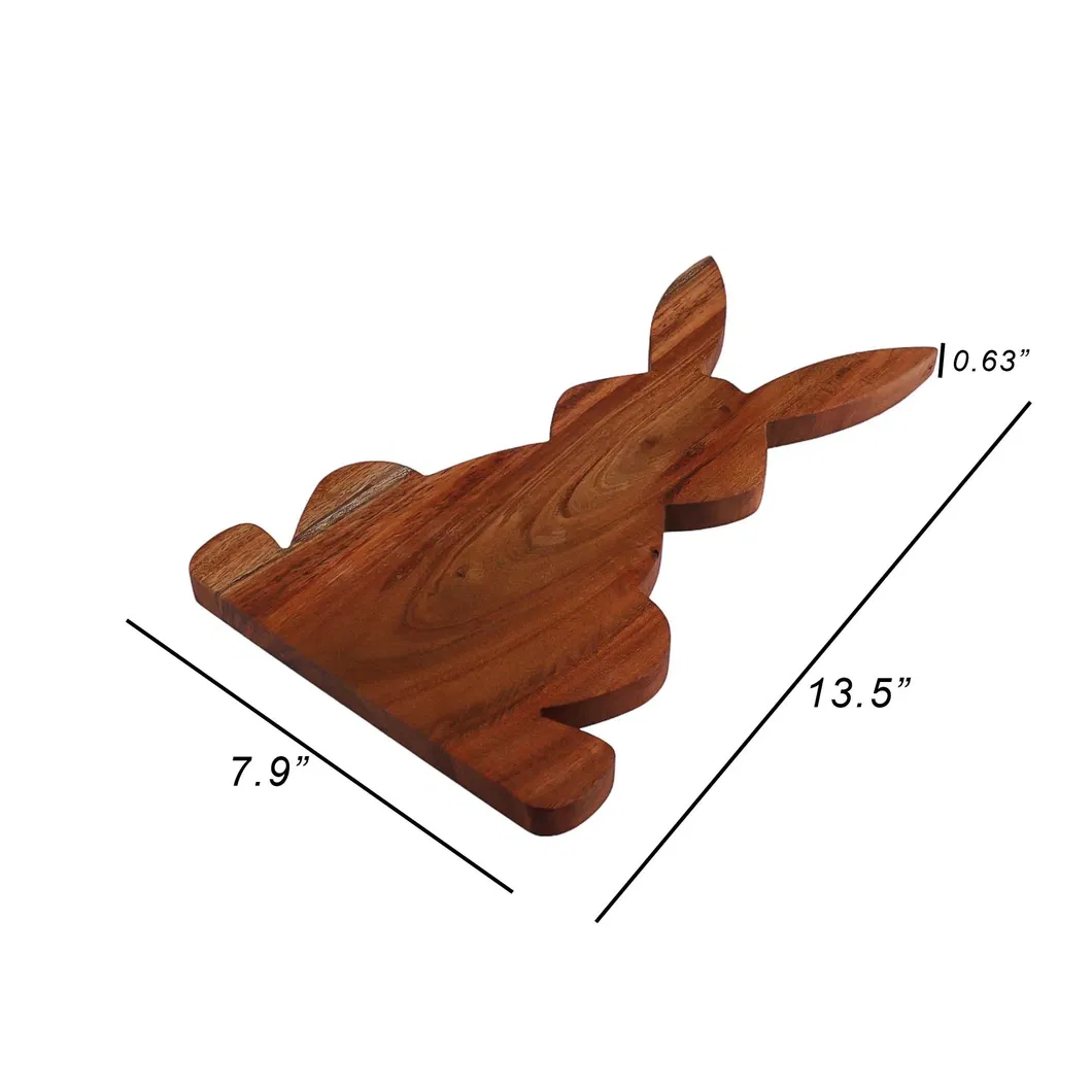 Tabla de cortar para queso de madera de acacia con forma de conejito, para regalo 