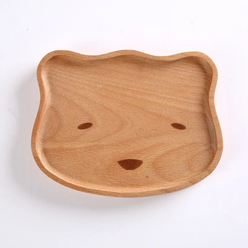 Platos de cena de bambú de madera con forma de cerdo lindo para niños