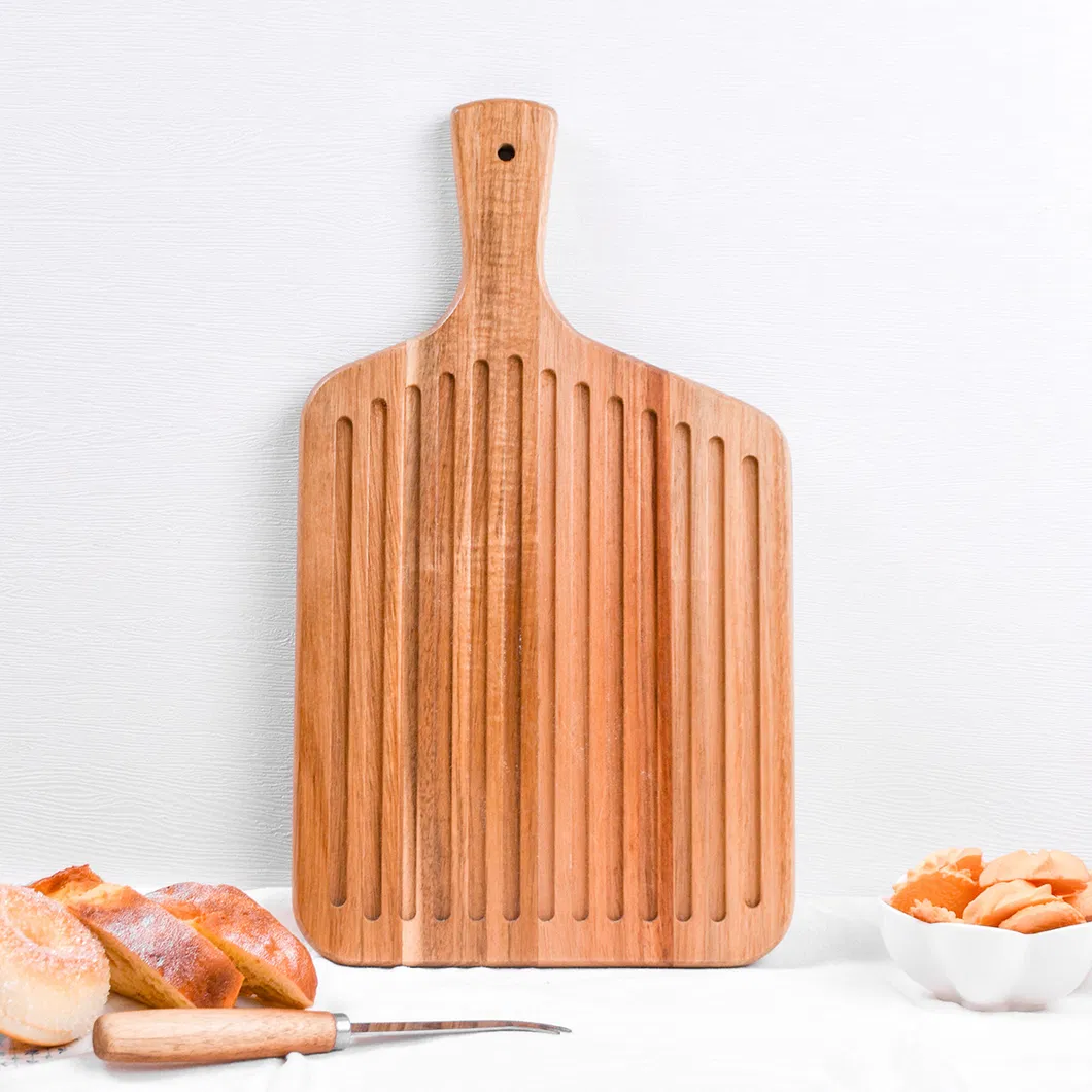 Tabla para cortar pan de madera con forma de padde con mango 