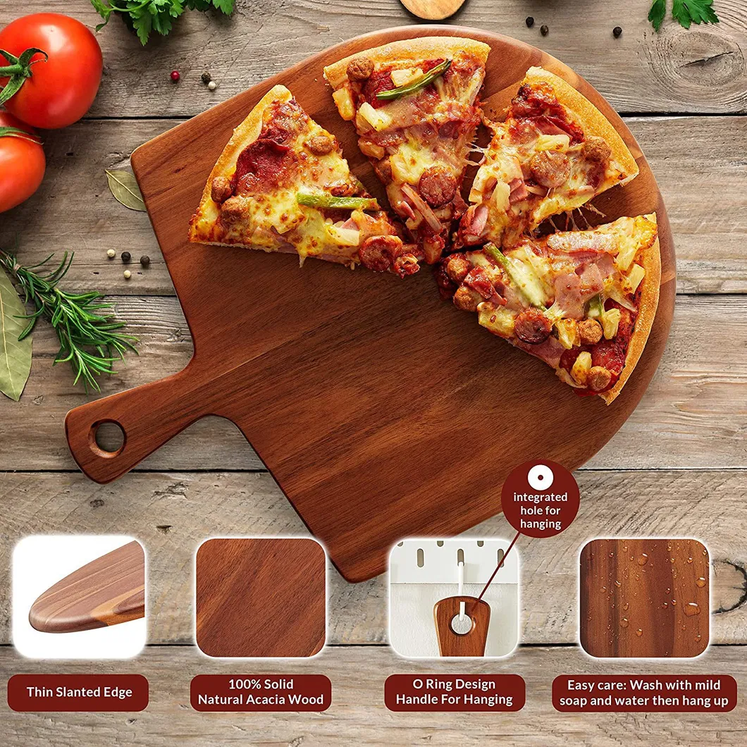 Tabla para servir pizza de madera con forma de paleta, tabla para cortar