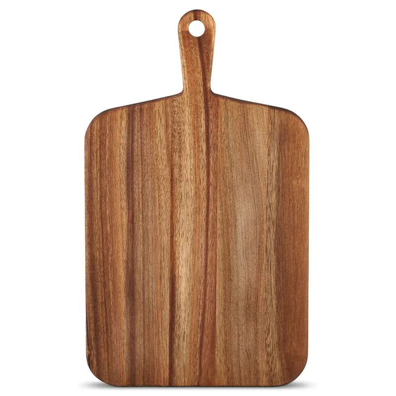 Tabla de cortar grande de madera de bamb&uacute; con mango