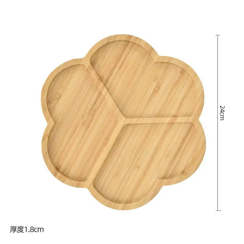 3 platos llanos de bamb&uacute; divididos para cocina