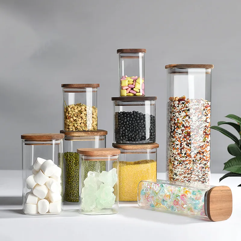 Fabricaci&oacute;n de recipientes de almacenamiento de vidrio, recipiente de vidrio transparente para alimentos con tapa herm&eacute;tica de bamb&uacute; 