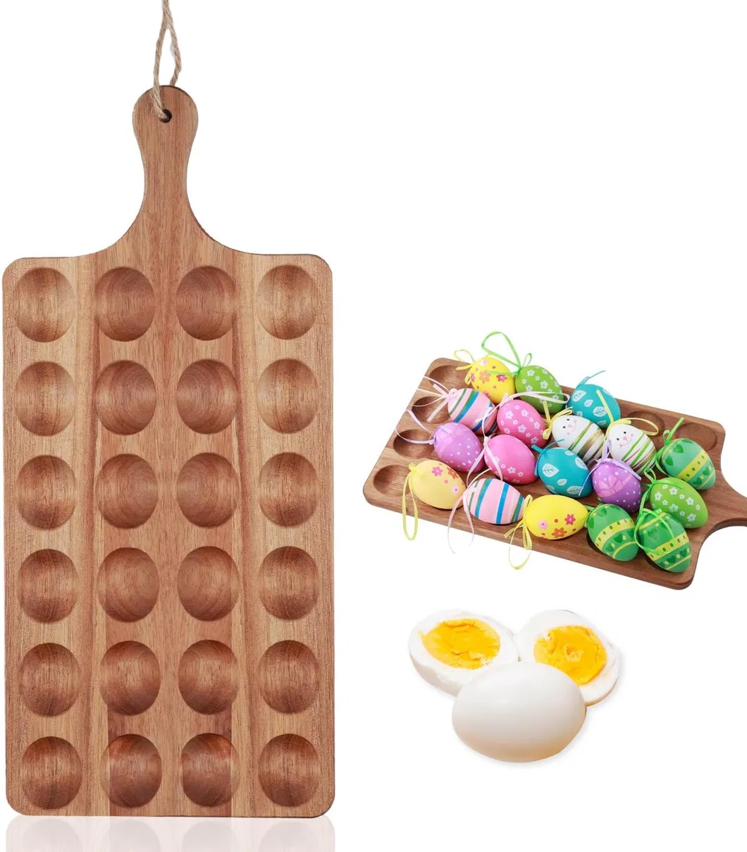 Plato de huevo relleno rectangular espesado Bandeja de huevos Bandeja de exhibici&oacute;n de huevos para 24 huevos frescos 
