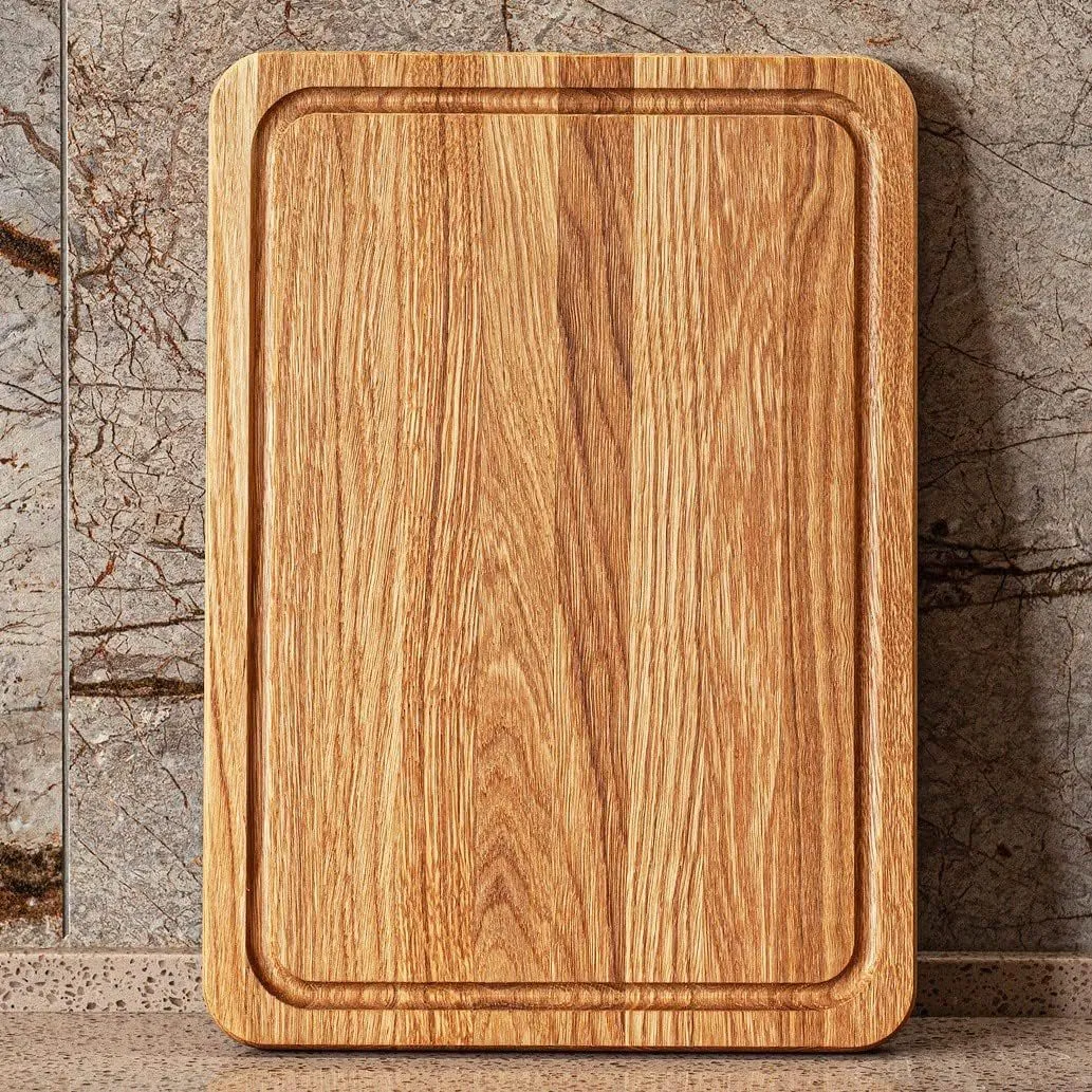 Tabla de cortar de madera de roble rectangular org&aacute;nica para cocina 