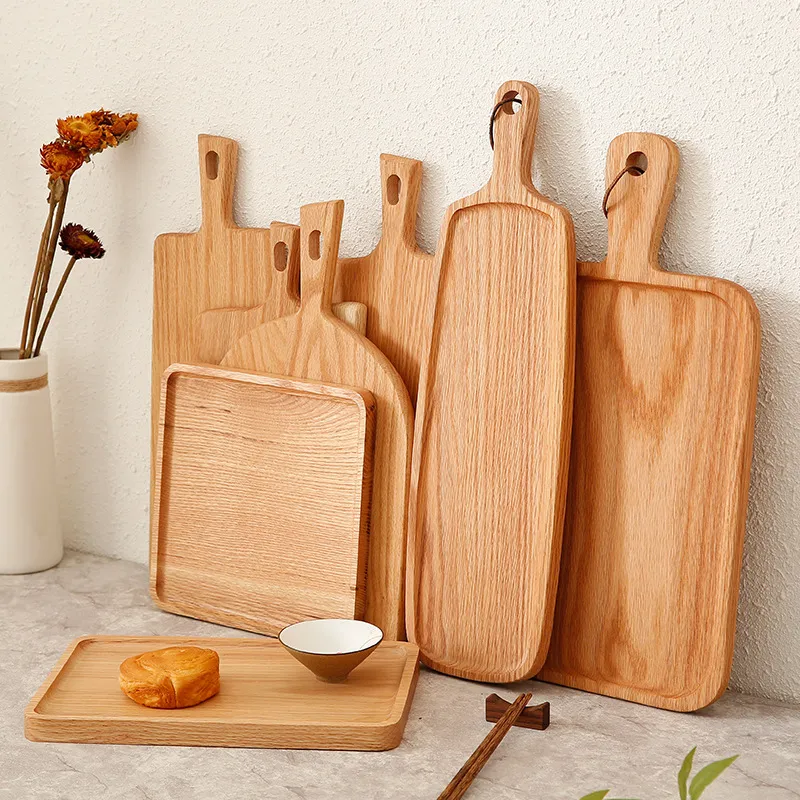 Bandeja de madera de roble cuadrada y rectangular personalizada para uso dom&eacute;stico 
