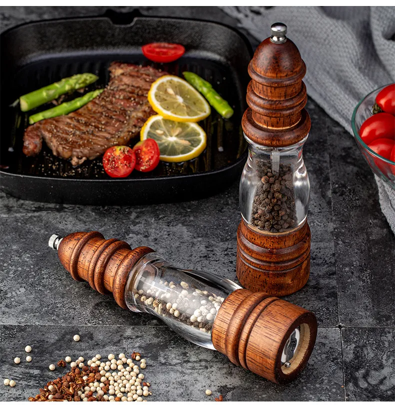 Faro - Molinillo de pimienta manual de madera maciza, vers&aacute;til y con forma, para el hogar 