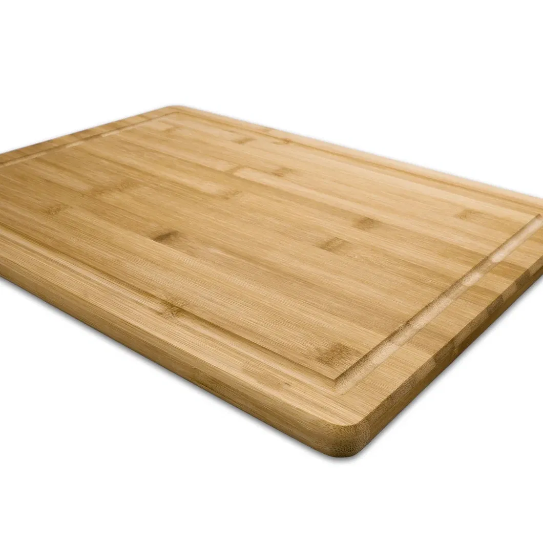 Tabla de cortar de bamb&uacute; grande premium con ranura para jugo y migas 