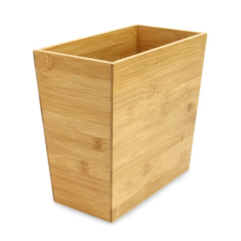 Cesta de basura de bamb&uacute; abierta rectangular para el hogar 