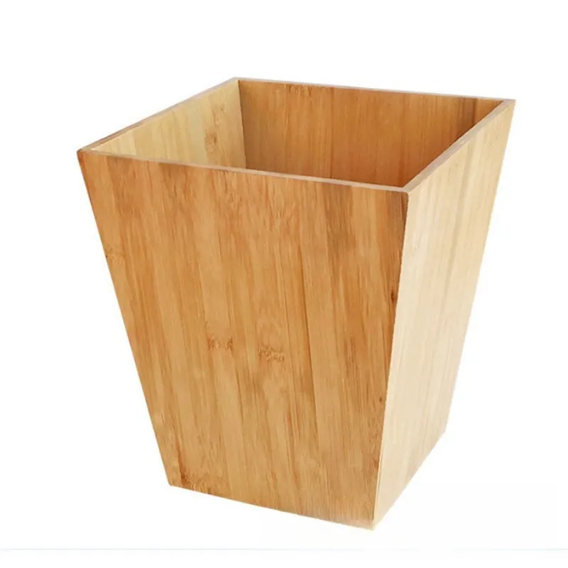 Bote de basura de bamb&uacute; cuadrado creativo/papelera de oficina/bote de basura para sala de estar y ba&ntilde;o 