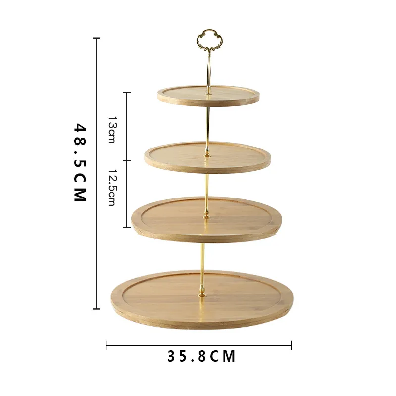 para niños con bordes redondeados para bodas/fiestas Soporte para pasteles de bambú de 4 niveles seguro para niños con bordes redondeados para bodas/fiestas
