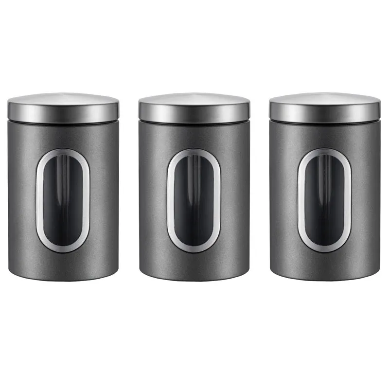 Caja de almacenamiento de alimentos de acero inoxidable, juego de tarros para almacenamiento de t&eacute;, botellas y botes con tapas 