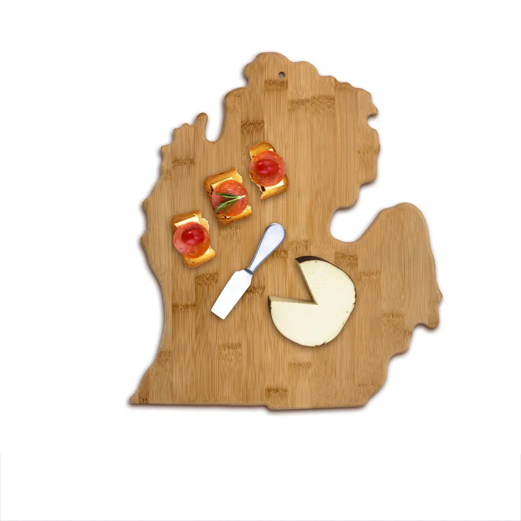 Tabla para servir de bamb&uacute; personalizada con dise&ntilde;o en forma de pizarra para frutas 