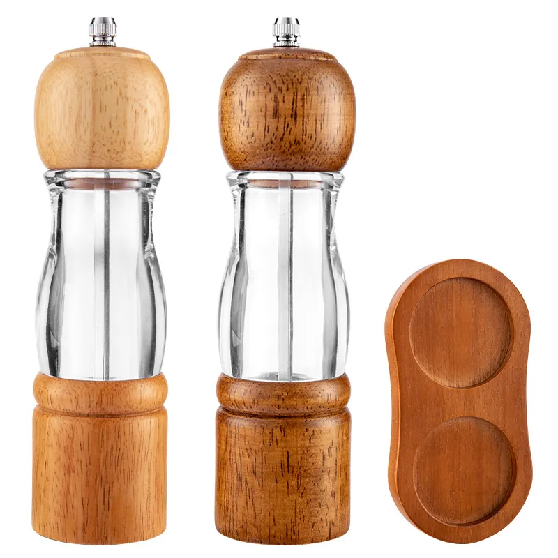 Molinillo de sal y pimienta de madera y caucho, elegante y vers&aacute;til, para cocina Molinillo de sal 