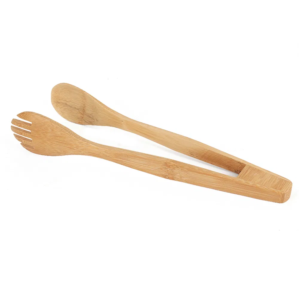 Tenedor de bambú, cuchara, pinzas para ensalada para cocina,