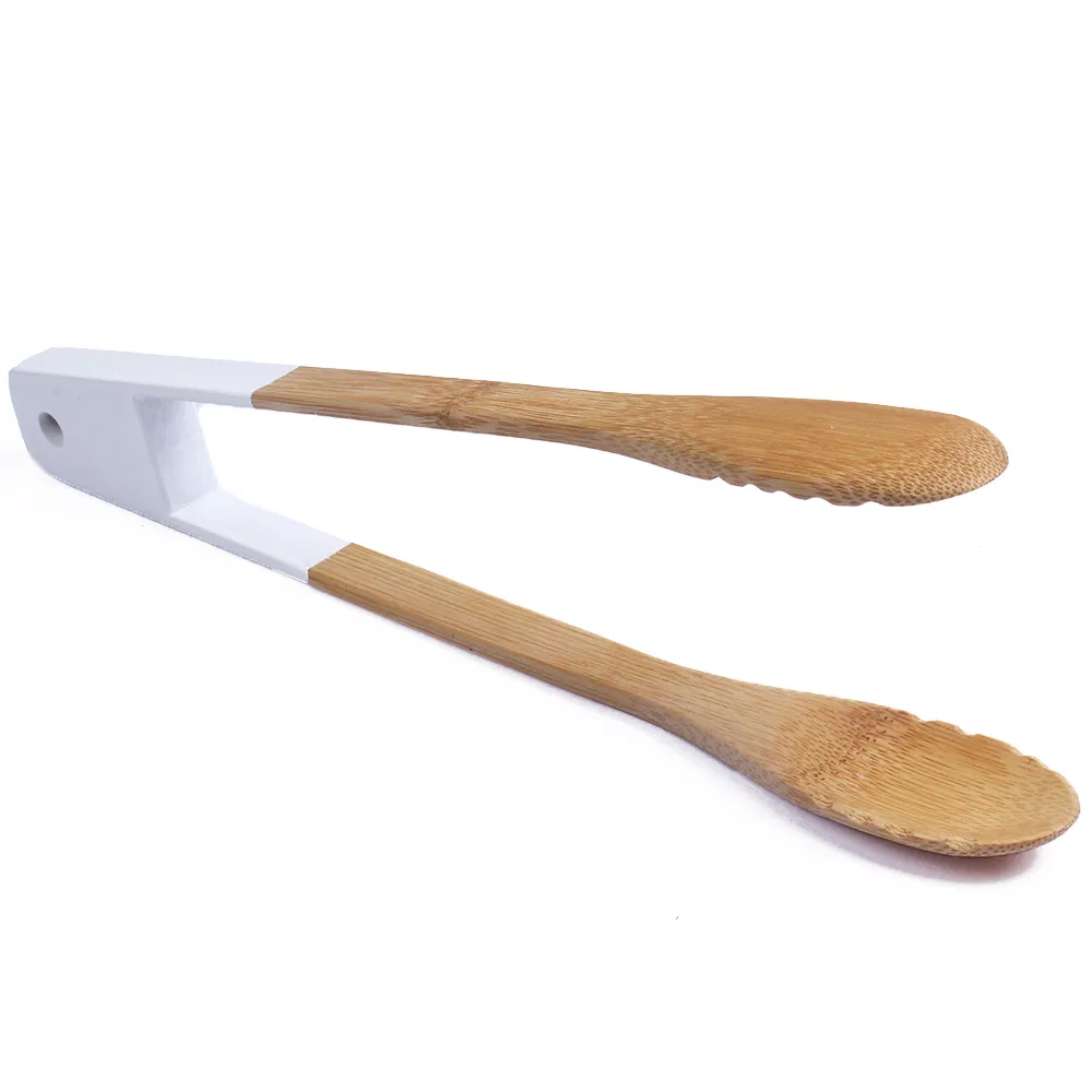 Pinzas de cocina largas de bambú con pintura de colores