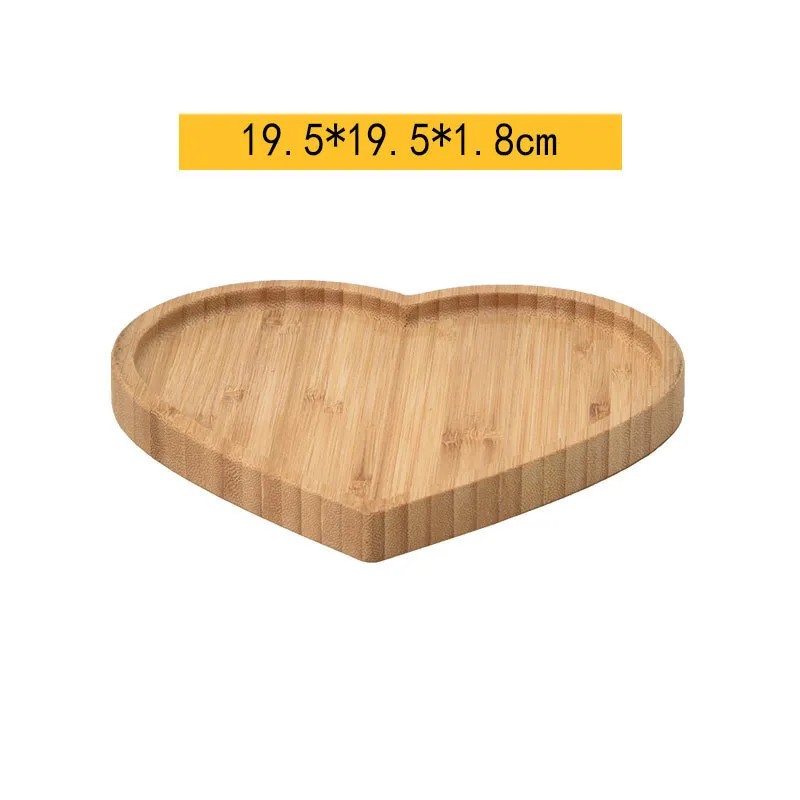 Bulkbuy Juego de platos de pan de bamb&uacute; con forma de coraz&oacute;n de diferentes tama&ntilde;os 