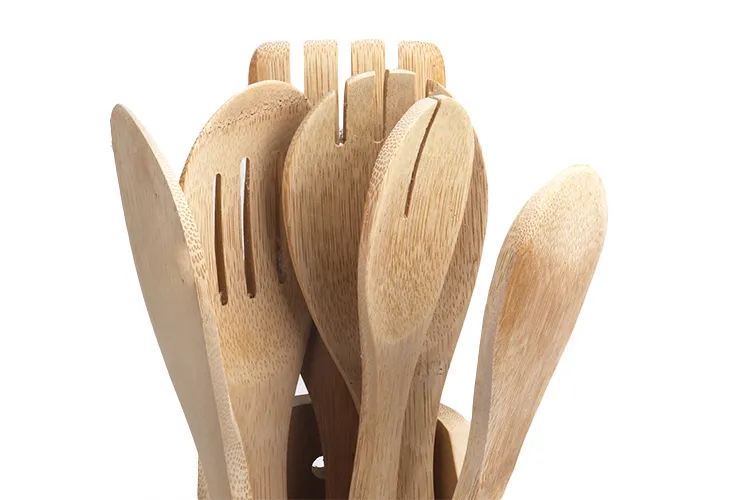 Juego de utensilios de cocina de bambú con soporte Natural Living