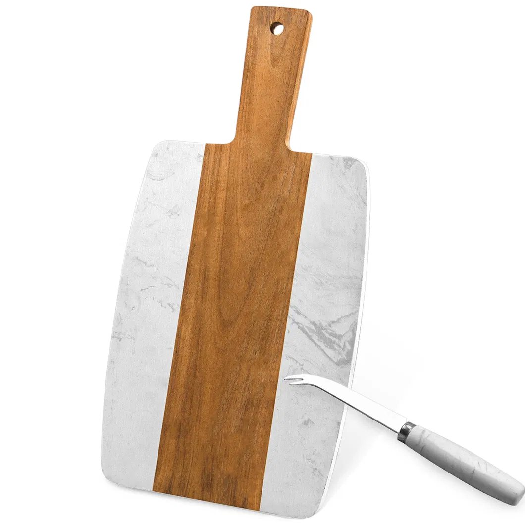 Tabla de cortar de madera y m&aacute;rmol, tabla para servir para filetes, frutas, pan y queso 