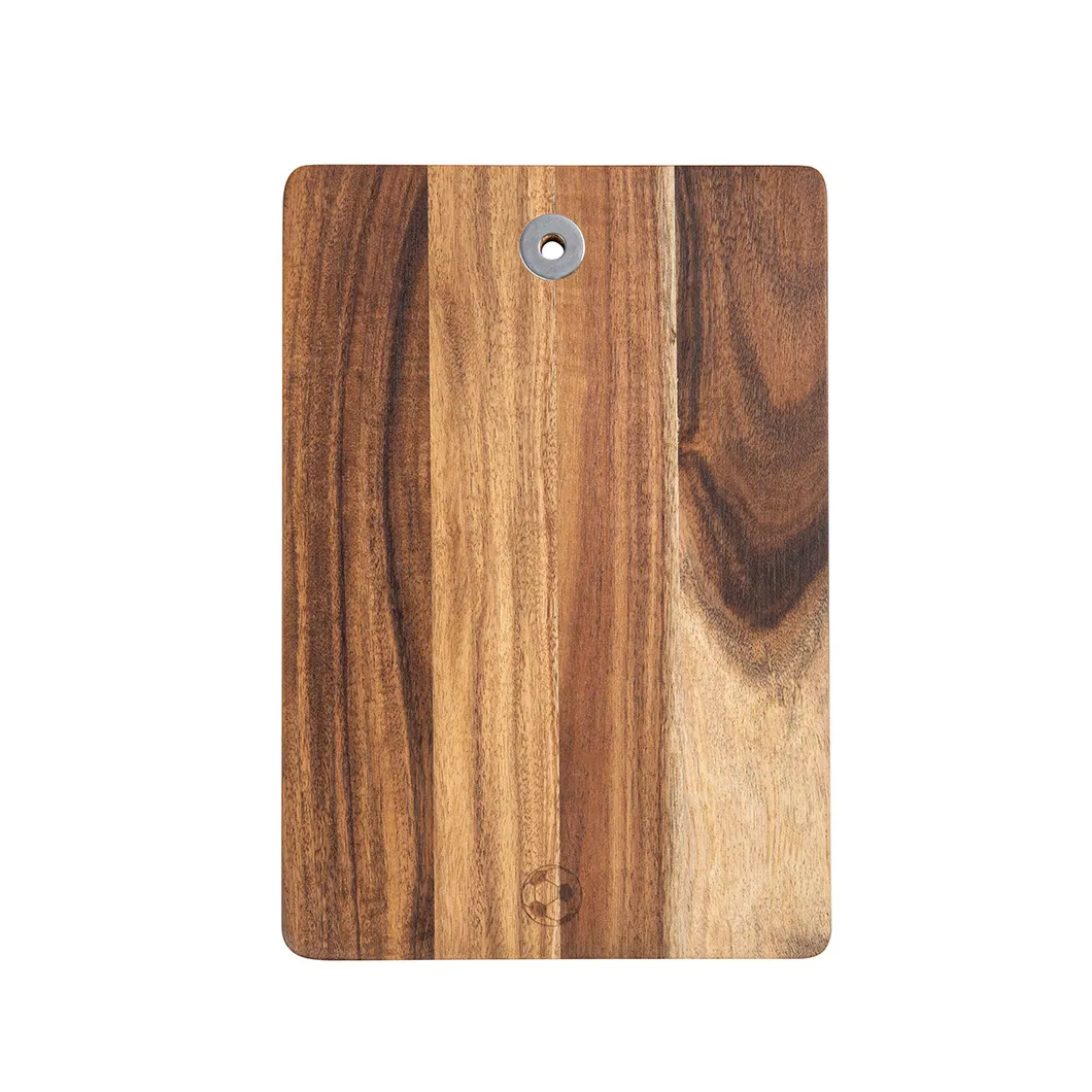 Tabla de cortar rectangular de madera de acacia con juego de cuchillos 