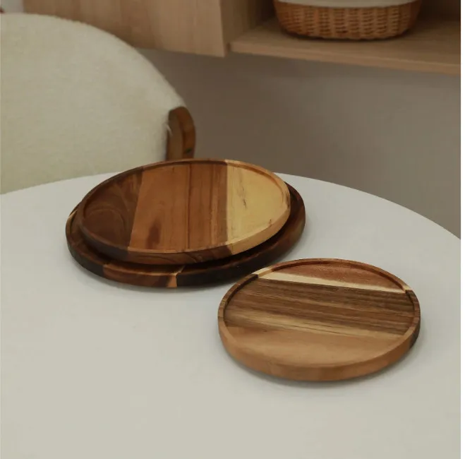 Juego de platos giratorios de madera de acacia Lazy Susan para comida 