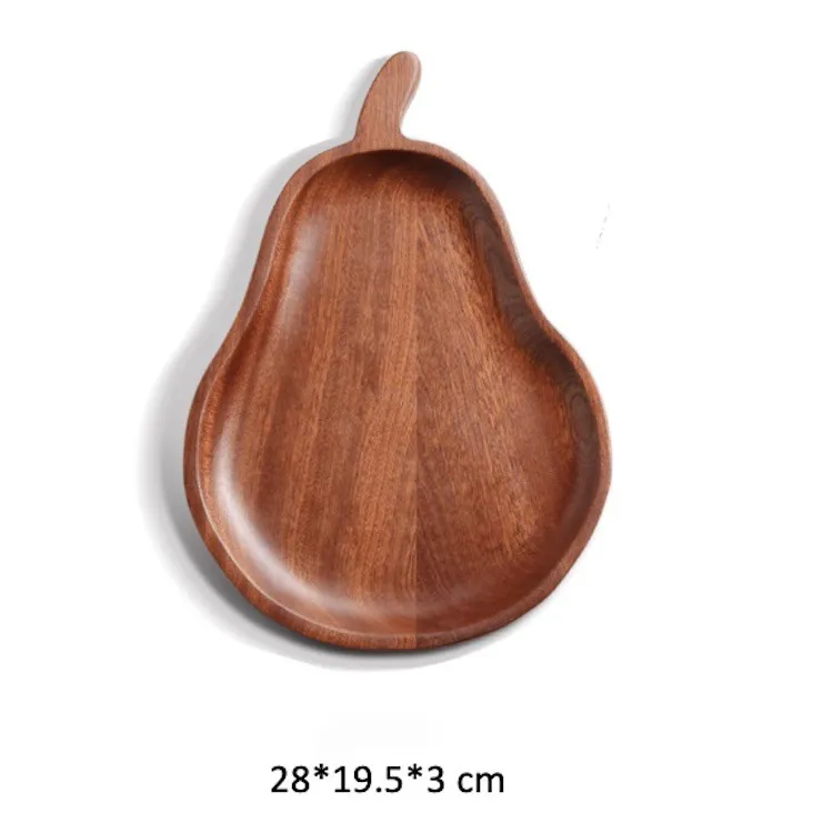 Bandeja/placa de madera de &eacute;bano de la comida de la forma de pera para la decoraci&oacute;n 