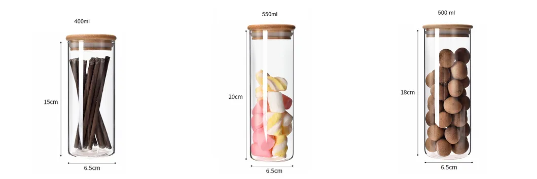 botes de cocina, frascos de vidrio para almacenamiento de alimentos con tapas de madera de bamb&uacute; para recipientes de dulces de az&uacute;car, juego de botes 
