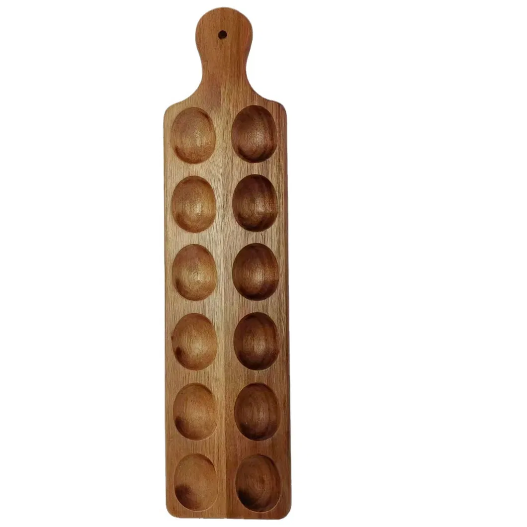 Huevera de madera de acacia premium ecológica hecha a mano para 12 huevos frescos