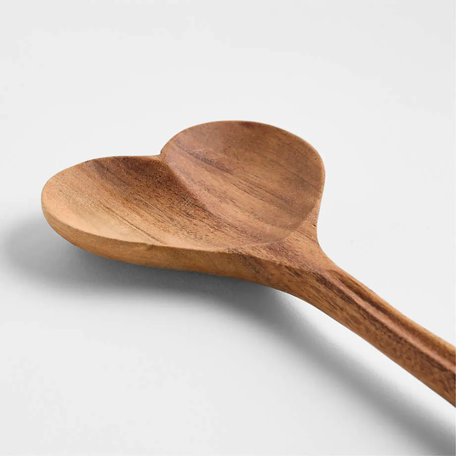 cucharas para servir de madera de acacia en forma de corazón con mango redondo