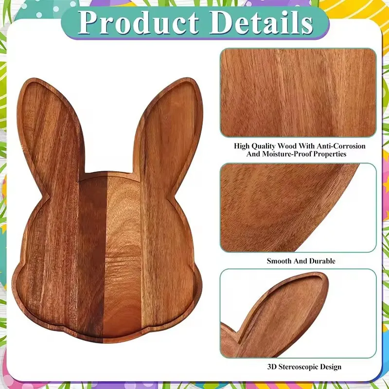 Bandeja r&uacute;stica de meriendas de madera de acacia para reuniones de Halloween 