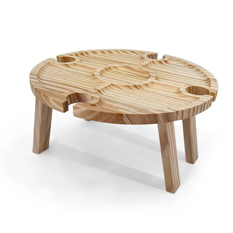 de camping port&aacute;til compacta de madera maciza, mesa de picnic para vino con patas resistentes Mesa 