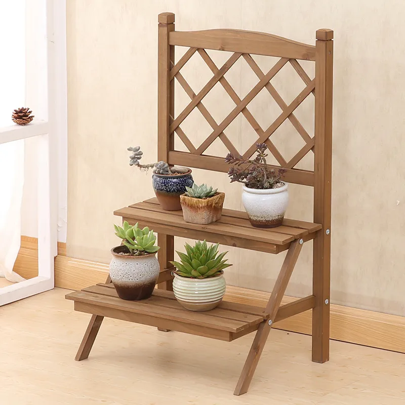 Soporte para flores escalonado Soporte para plantas vintage Soporte para macetas de madera para jard&iacute;n 
