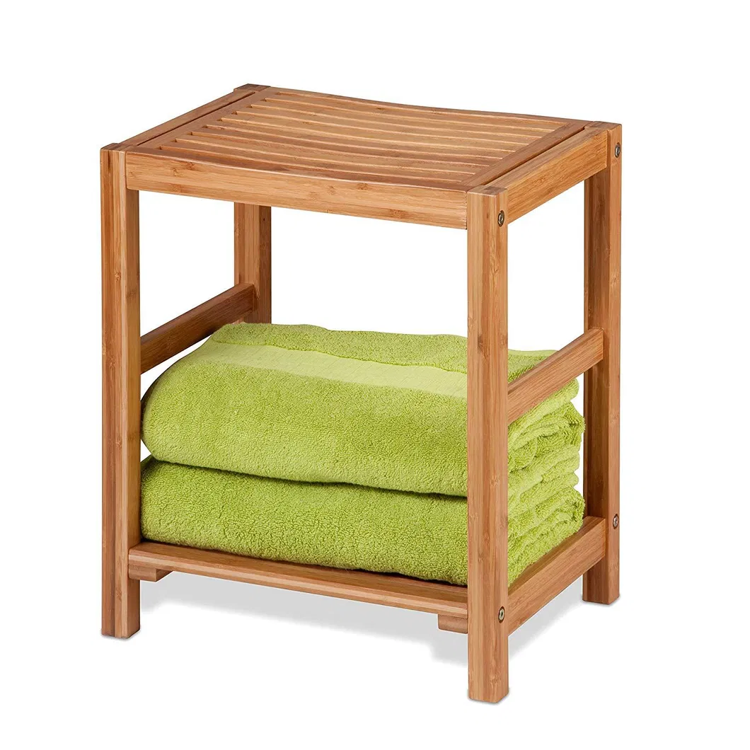 taburete de bambú impermeable para almacenamiento de baño, taburete de baño, taburete para cambiar zapatos, taburete