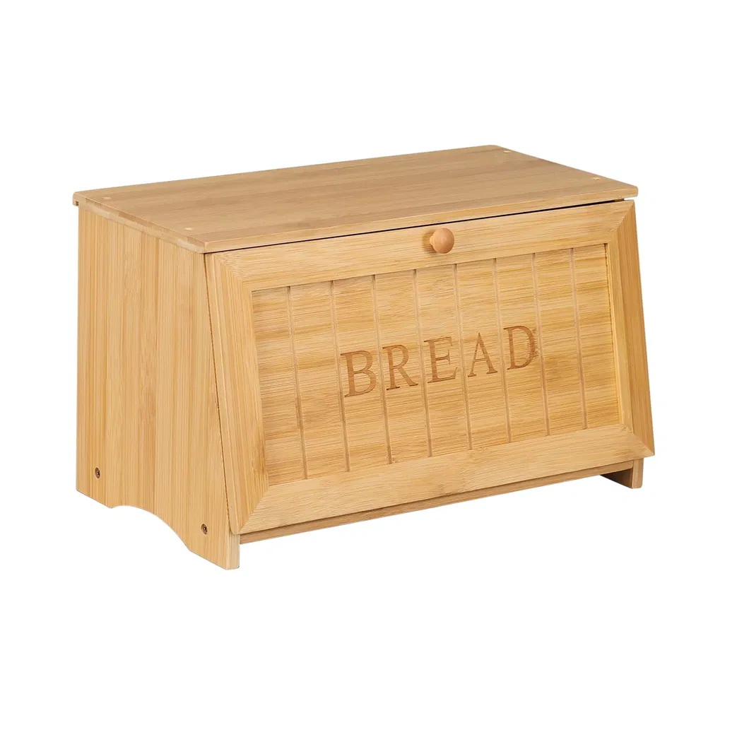 Caja de pan de bamb&uacute;, caja organizadora de almacenamiento de alimentos para encimera 