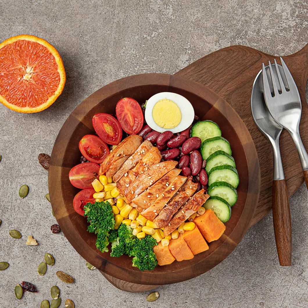 Frutero peque&ntilde;o y redondo de madera de acacia Ensaladera 