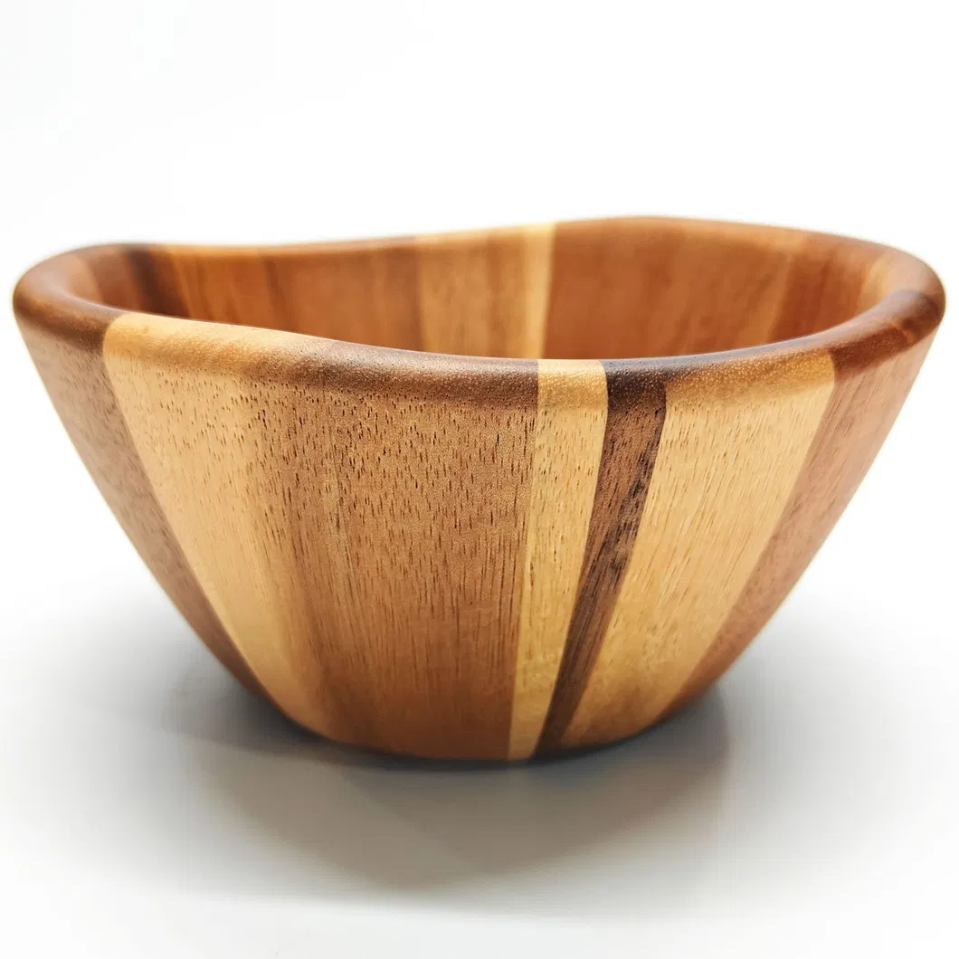 Venta al por mayor Frutero de Ensaladera de Madera de Acacia de Tamaño Mediano