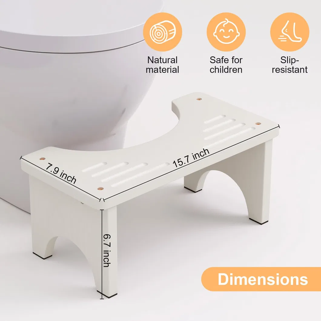 Taburete de bamb&uacute; antideslizante del pie del retrete del color blanco para los ni&ntilde;os