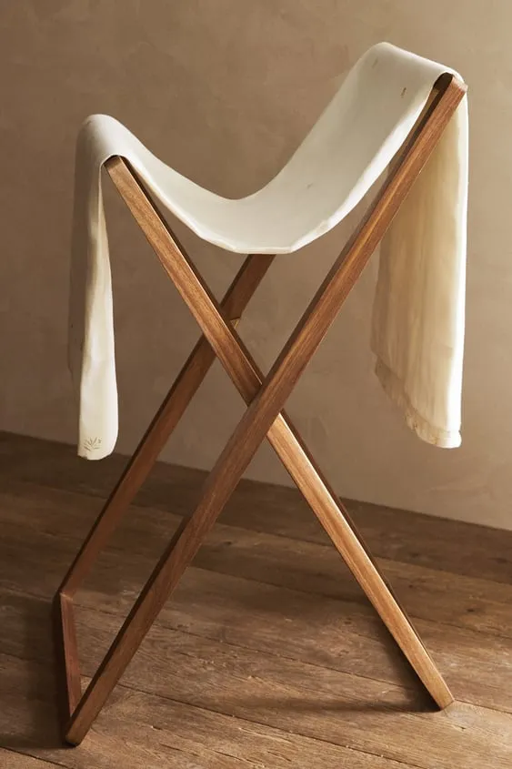 Toallero de baño de madera de acacia plegable, estante de secado, estantes colgantes de madera