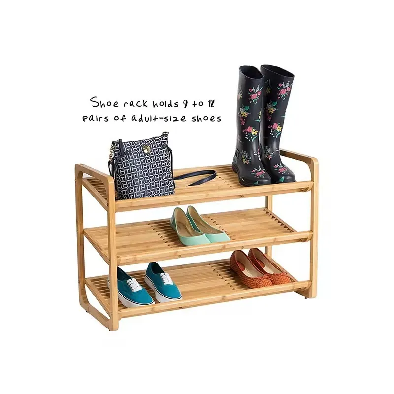 Organizador de estante para zapatos de bamb&uacute; de 3 niveles para entrada