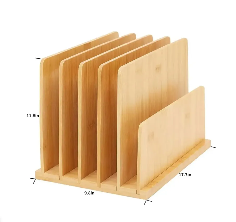 Estante de almacenamiento y organizaci&oacute;n de bamb&uacute; y madera Carpeta de escritorio de oficina para papeler&iacute;a, materiales, letras
