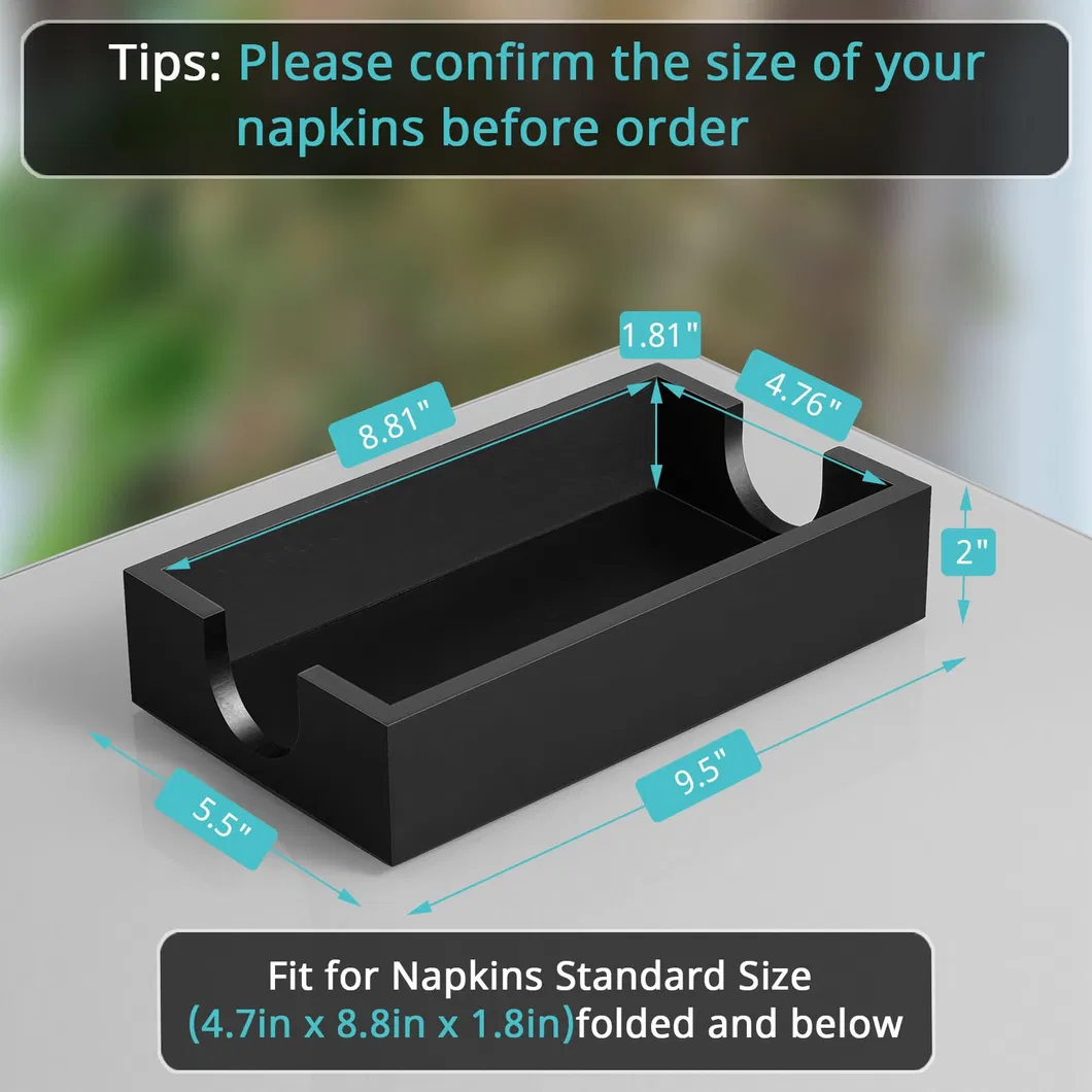 Dispensador de toallas de papel con servilletero de bamb&uacute; rectangular negro 