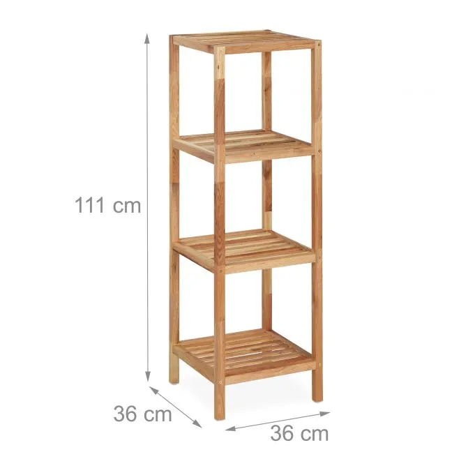 Muebles de ba&ntilde;o Estante de ba&ntilde;o independiente de madera de acacia de 4 niveles Estante para ba&ntilde;o con 4 