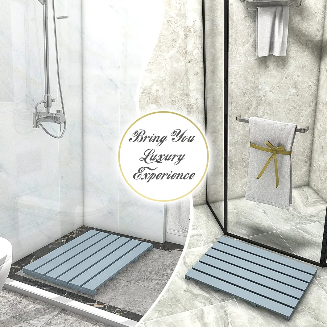 antideslizante para suelo de ba&ntilde;o de bamb&uacute;, alfombrilla para ducha