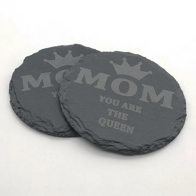 Posavasos decorativos de pizarra con elegante soporte de metal 